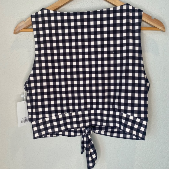 NWT Lime Ricki Black & White Gingham Cropped Top High Waist 2 Piece Bathing Suit - Picture 3 of 11
